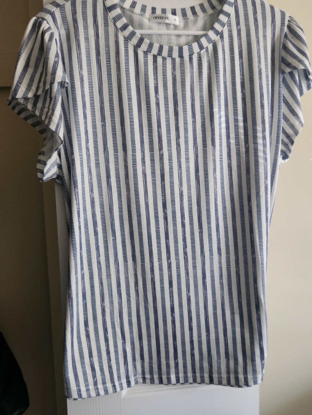 Ofeefan Women's Striped Short Sleeve Top Blue & White